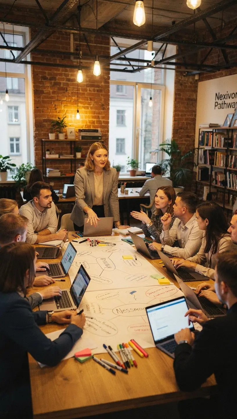 Fotogrāfija ar cilvēkiem, kas piedalās praktiskās nodarbībās par profesionālo pāreju.